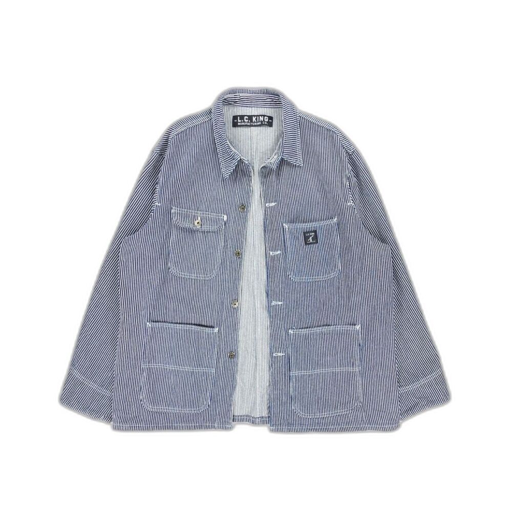 L.C. KING Hickory Stripe Chore Coat Shirt Jacket Railroad Stripe 90s Y2k Indie